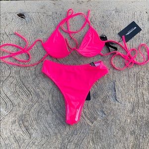Neon Pink 💗 two piece bikini bathing suit. 👙